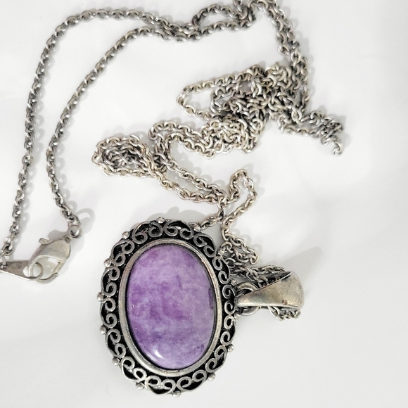 Purple Charoite stone pendant necklace - Picture 6 of 6